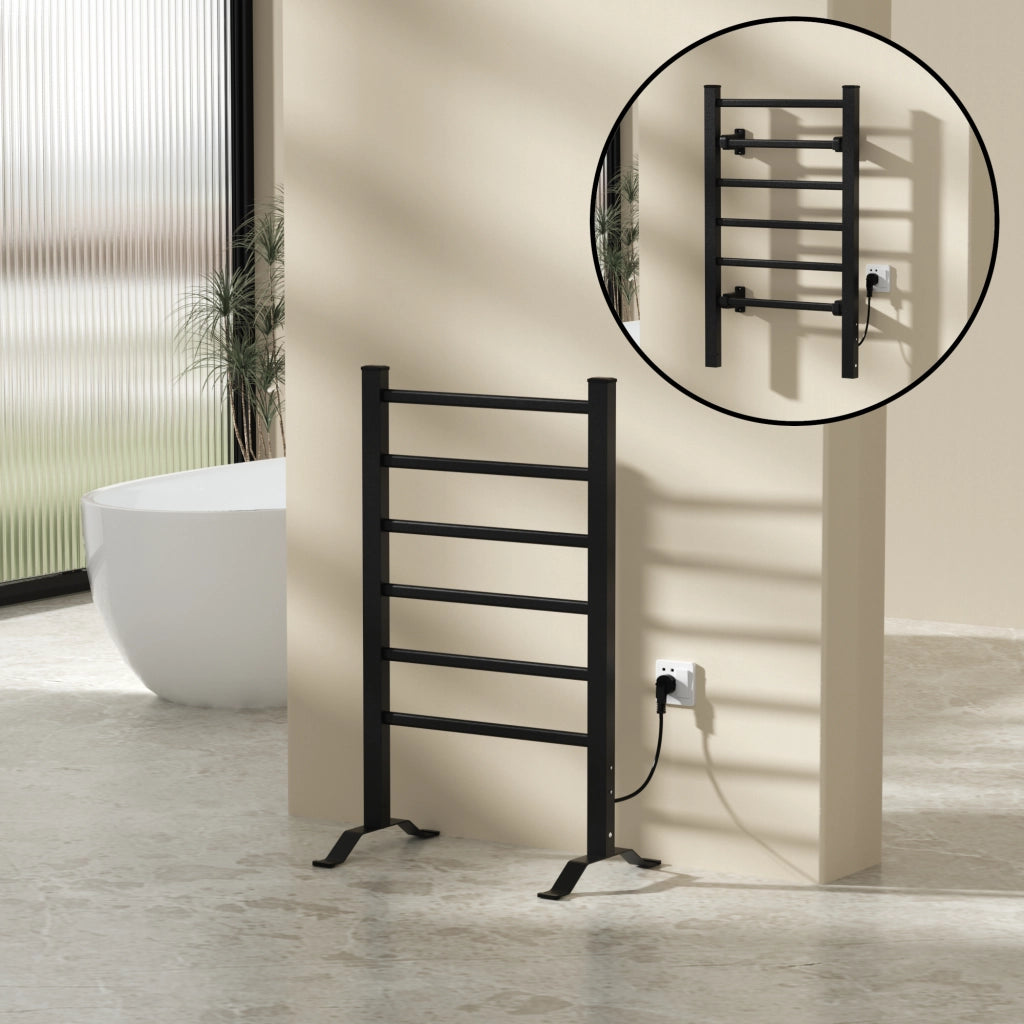 Scaldasalviette Elettrico Savitaipale da Terra o da Parete 85 x 55 cm 100 W Nero pro.tec