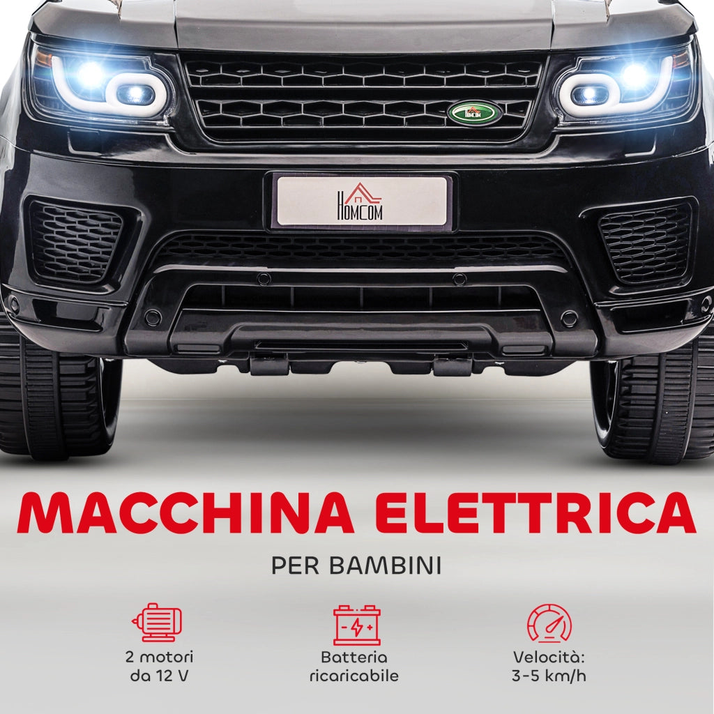 Macchina Elettrica per Bambini con Telecomando e Luci LED ¨C Zephmum ¨C Nero, PP e Metallo, 110x68x52 cm