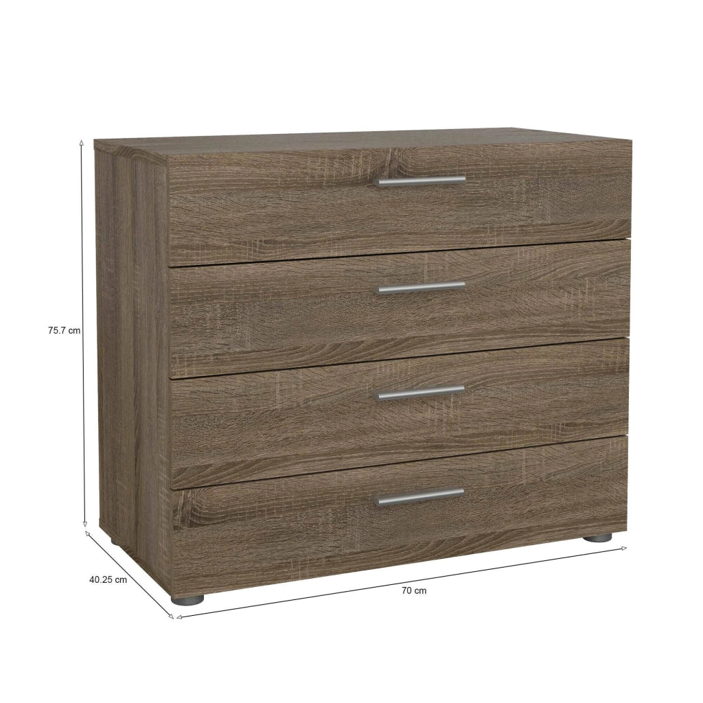 Cassettiera Arwen, Settimino multiuso, Comò camera da letto, Mobile con cassetti, 80x40 h68 cm, Rovere