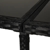 Set 11 PZ Mobili da Giardino in Rattan da Esterno con Tavolo in Vetro Temperato e Cuscini, Set da Pranzo, Nero