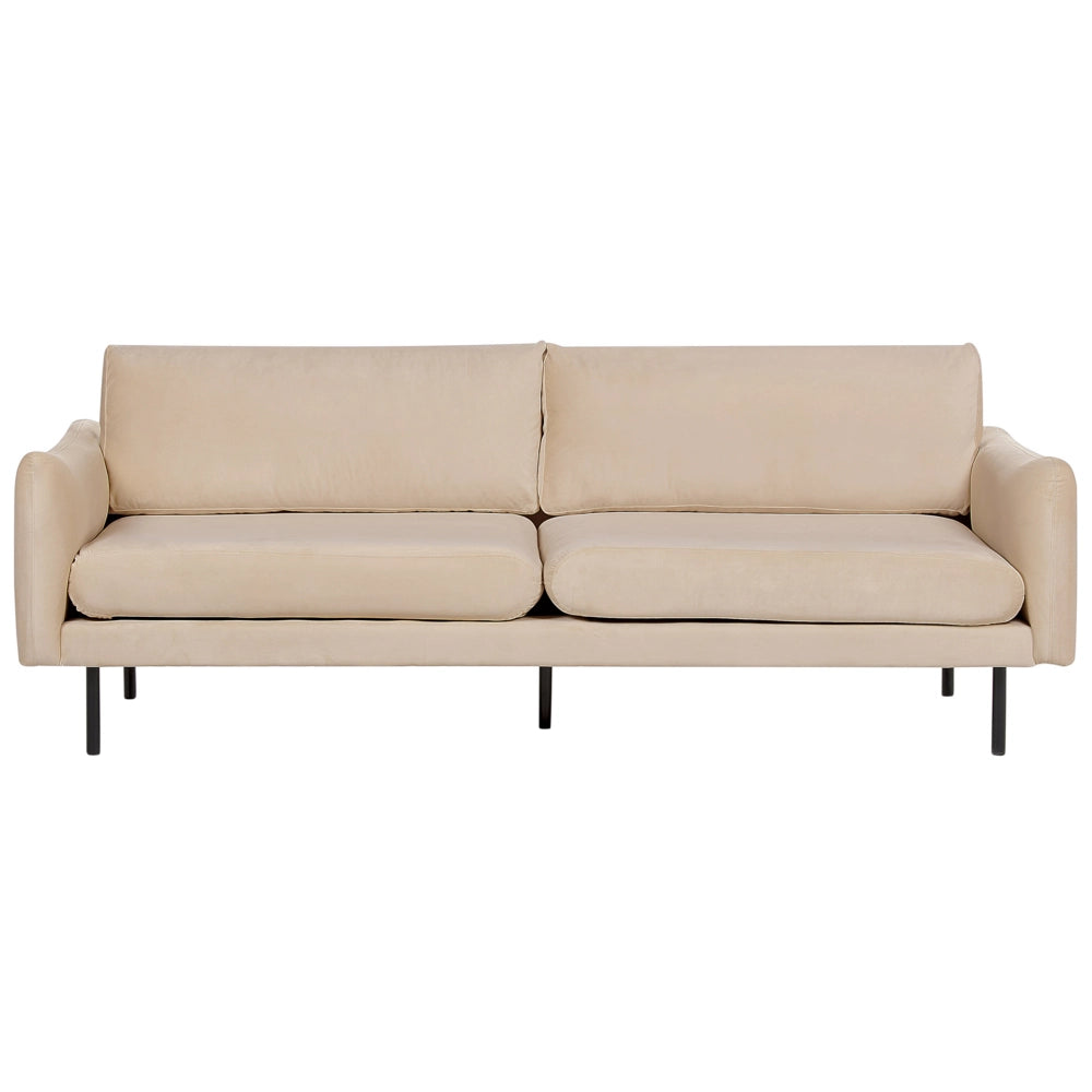 Divano moderno in velluto beige a 3 posti con Gambe nere Stile Retrò Moderno