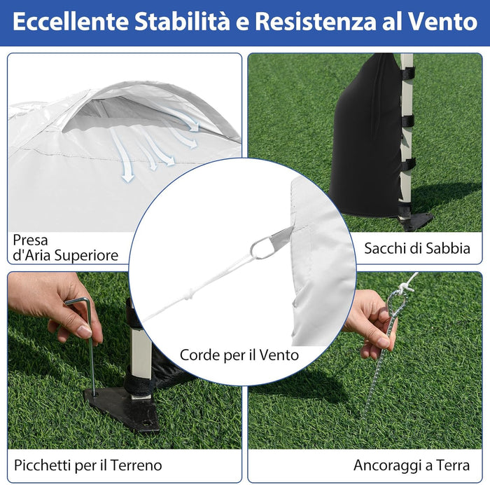 Gazebo Pieghevole 3 x 3 m, Gazebo da Esterno con Borsa con Ruote, Picchetti, Ancoraggi, Corde del Vento, Sacchi di Sabbia e Copertura Ventilata, Tendone Impermeabile per Feste (Bianco)
