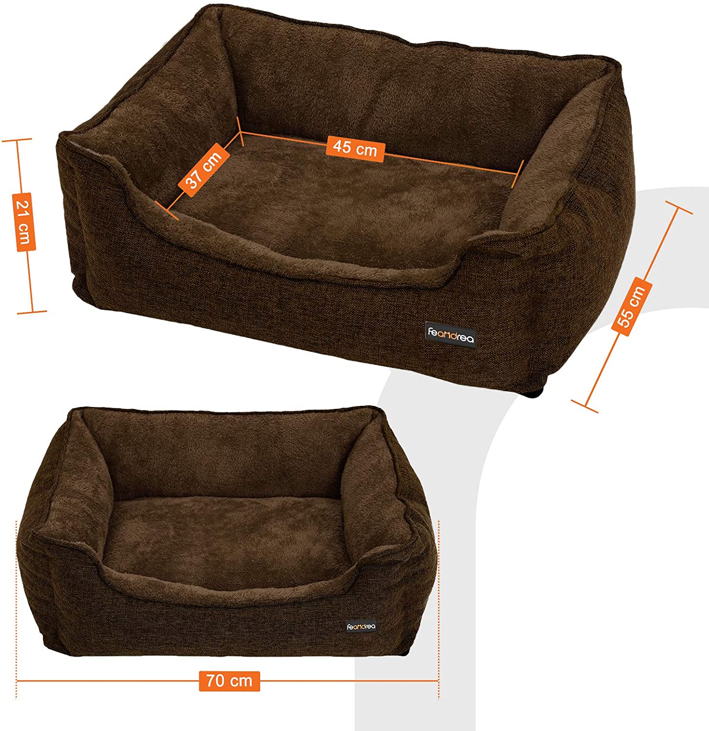 Cuccia per cani in tessuto stile orsetto sfoderabile e lavabile in lavatrice marrone 90 cm 12_0000786