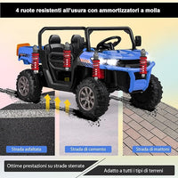 12V Auto Elettrico per Bambini, Trattore Elettrico con Scatola di Scarico, Macchina Elettrica con Pala Telecomando e Musica, Regalo per Bambini 3-8 Anni, 3-8 km/h (Blu)