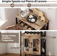 Armadio per Vino con Portaoggetti, Portabottiglie di Vino con Portabottiglie e Porta Bicchieri Rimovibili, Armadietto con Portabottiglie, 60 x 34 x 79 cm (Marrone Chiaro)