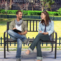 Panchina da Esterno, Panca in Metallo con Schienale Squisito, Braccioli Ergonomici e Sedile Ampio, Panchina da Giardino, Balcone e Cortile, Portata 280 kg (Righe)