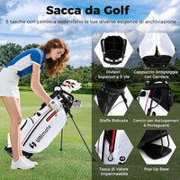 Set Completo di Mazze da Golf con Sacca a Treppiede, Include con Driver 1 da 460CC, Legno 3, Ibrido, Ferri 5, 6, 7, 8, 9, P, S, Putter e Copertura Antipioggia per Destrimani