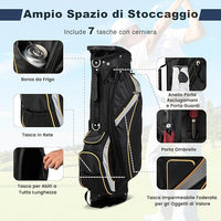 Borsa da Golf a 8 Vie, Borsa da Golf Portatile Leggera da 2 kg con Separatori Superiori, 7 Tasche, Borsa Frigo e Cappuccio Antipio