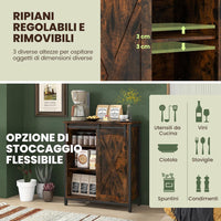 Credenza Cucina, Mobile da Ingresso con Ante Scorrevole, Armadietto con Ripiani Regolabili, Mobiletto Multiuso,3 Ripiani e 1 Scomparto con Porta per Cucina, Sala da Pranzo, 70 cm x 30 cm