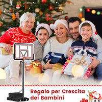 Canestro da Basket Regolabile 225-305 cm in Altezza per Bambini ed Adulti, Canestro con Piantana a Ruote e Manovella, Canestro con Base Riempibile per Interno ed Esterno, Nero