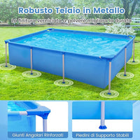 Piscina Fuori Terra, Piscina Rettangolare Grande con Pompa Filtro, Cartuccia e Struttura in Metallo, per Esterni per Bambini e Adulti, Capacità 2612 L, 258 x 179 x 66 cm