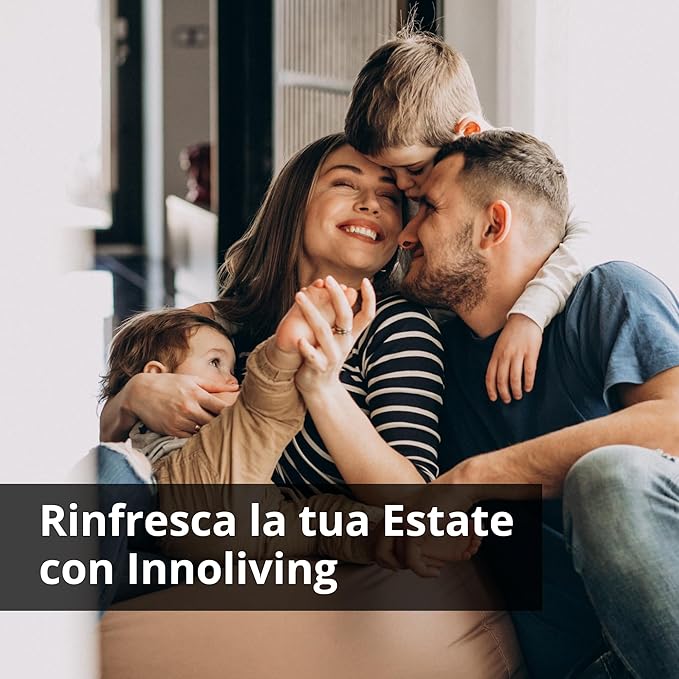 Innoliving Ventilatore a Piantana Digitale High Tech INN-533, Slim Design, Display Touch, Telecomando, Oscillazione 3D, Timer 12h, 3-12 Velocità, 50W, Ventilazione Potente fino a 5m