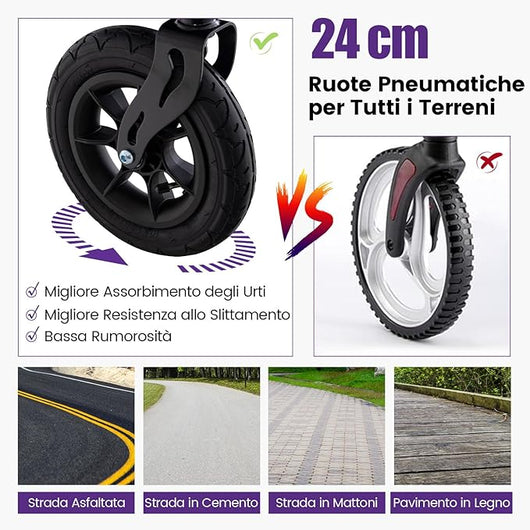 Deambulatore con Seduta 2 in 1, Rollator Pieghevole per Anziani con 4 Ruote, Maniglie Regolabili in Altezza 81-94cm, Portaombrelloni e Borsa Portaoggetti, Carico Massimo 160 kg (Viola)