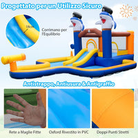Castello Gonfiabile, Casa Gonfiabile con Scivolo, Piscina， Trampolino e Cannone d'Acqua, per Bambini di 3-10 Anni, 578 x 408 x 250 cm