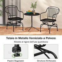 Set di 2 Sedie a Dondolo con Schienale e Seduta in Rete, Poltrona da Pranzo Giardino con Piedini Regolabili, Telaio in Metallo, Sedia da Bistro per Giardino Balcone, Portata 102 kg