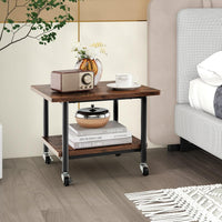 Supporto per Stampante, Carrello Stampante con Ruote Girevoli a 360⁰, Design Rimovibile, Superficie Ampia e Liscia, di Legno e Acciaio, 49 x 40 x 37 cm (Marrone)