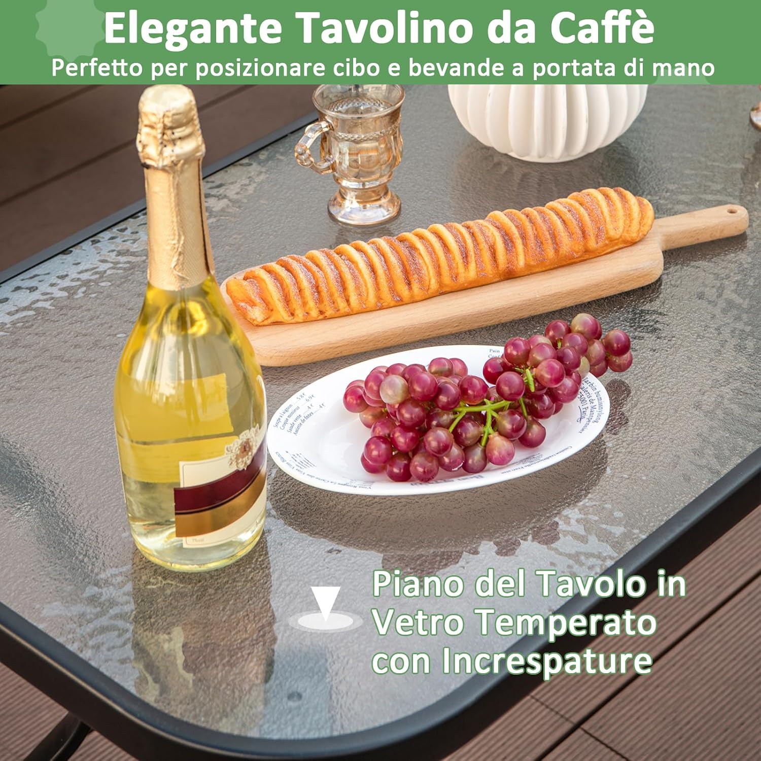 4 Pezzi Set di Mobili da Giardino, con Cuscini e Tavolino in Vetro Temperato, Struttura in MetalloSet di Divani da Esterno per Giardino Cortile e Piscina (Blu)