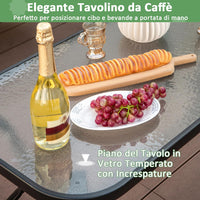 4 Pezzi Set di Mobili da Giardino, con Cuscini e Tavolino in Vetro Temperato, Struttura in MetalloSet di Divani da Esterno per Giardino Cortile e Piscina (Blu)