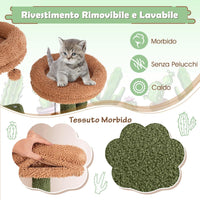 Tiragraffi per Gatti 160 cm, Torre per Gatti con Pali di Graffiatura in Sisal e Scala, Doppi Condomini & Perch in Peluche e Giocattoli Appesi, Albero per Gatti a Cactus per Gattini