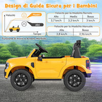 Ford Ranger Auto Elettrica 12V per Bambini, con Telecomando, USB, Clacson, 2 Modalità di Guida, Connessione Wireless, Partenza Progressiva, per Bambini da 3 a 6 Anni