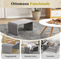 Poltrona con Pouf, Poltrona Relax con Poggiapiedi, Set di Poltrona e Pouf Rivestiti in Velluto, con Schienale Curvo Aperto, Poltrona da Lettura per Soggiorno, Portata 180 kg