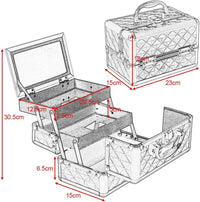 Astuccio per Cosmetici, Scatola per Trucchi, Multiuso con Specchio, Vari Colori Disponibili (Nero)