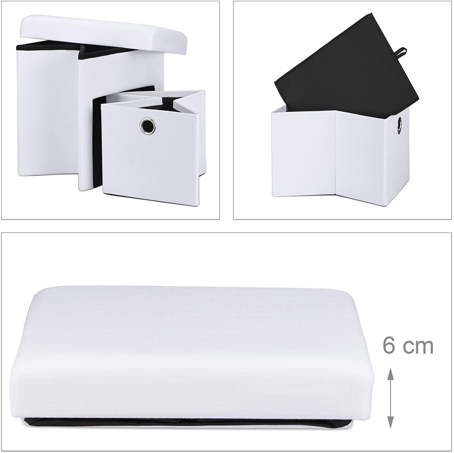 Sgabello contenitore pieghevole in lino bianco 13_0002779