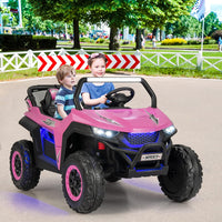 12V Auto Elettrico per Bambini, Macchina Fuoristrada a 2 Posti, Macchina Elettrica con Luci Suoni, Regalo per Bambini 3-8 Anni, 118x74x71 cm (Rosa)