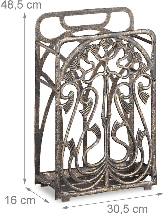 Portaombrelli vintage in fusione di alluminio retrò antico vintage raccogli acqua 48,5 bronzo 13_0002222