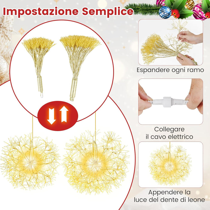 2 Luci a Sfera a LED di Natale, Luce a Sfera Sospese per Esterni con Luci Calde, per Casa, Giardino, Feste