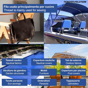 Filo da Cucire Esterno & Nautico Grigio - Resistenza Superiore & Durabilità - 1500 mt - Perfetto per Pelle, Scarpe, Tela, Tappezzeria