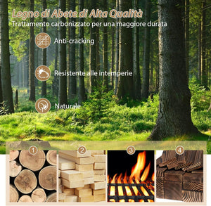 Ponte in Legno da Giardino, Ponte Decorativo per Giardino con Doppia Ringhiera a Mezza Ruota Costruzione, in Legno di Abete, capacità di Carico 75 kg