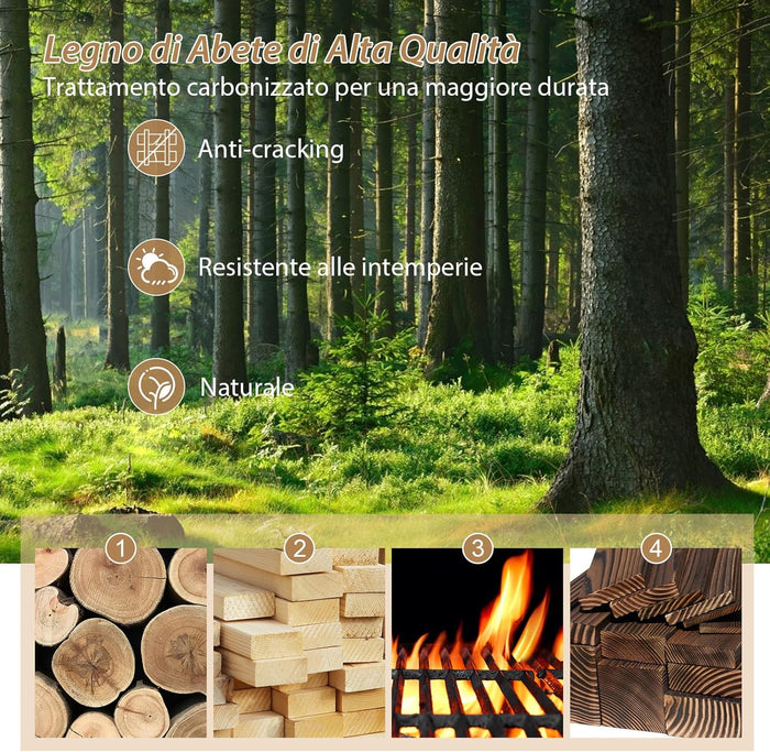 Ponte in Legno da Giardino, Ponte Decorativo per Giardino con Doppia Ringhiera a Mezza Ruota Costruzione, in Legno di Abete, capacità di Carico 75 kg