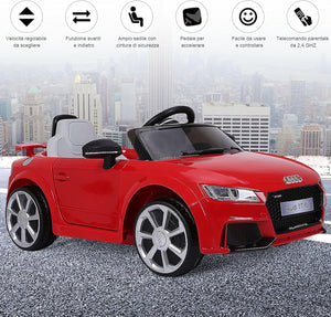 Audi 12V Auto Elettrica per Bambini, Macchina Elettrica con Velocità 2,5-5 km/ora, con Telecomando USB MP3 Luci LED (Rosso)