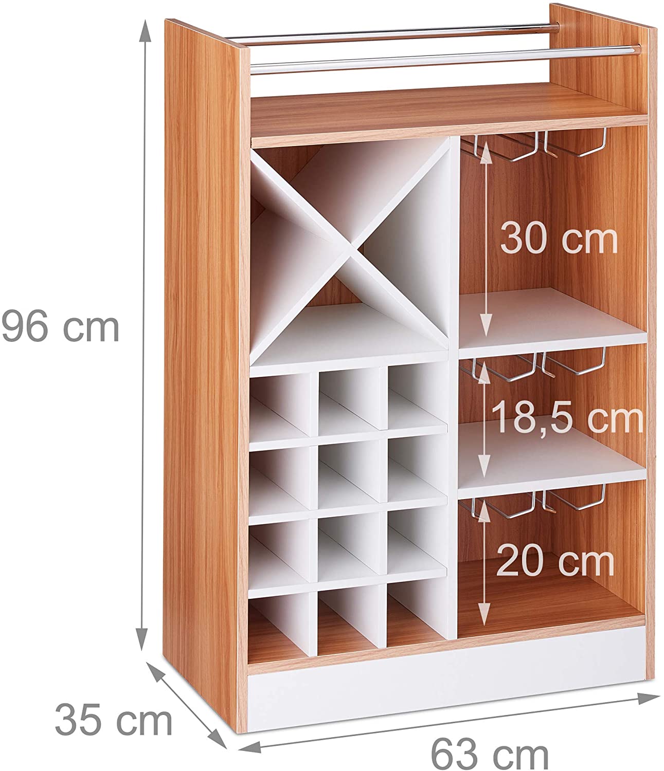 Cantinetta vino con ripiano grande per 8 bottiglie e portabicchieri marrone 13_0001277_2