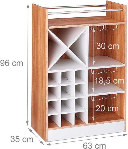 Cantinetta vino con ripiano grande per 8 bottiglie e portabicchieri marrone 13_0001277_2