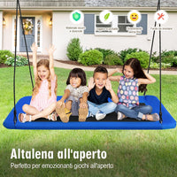 Altalena da Giardino per Bambini, Altalena 150cm con Struttura in Acciaio, Con Corde Regolabili, Adatta per Portico Cortile Giardino (Blu)