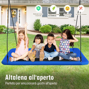 Altalena da Giardino per Bambini, Altalena 150cm con Struttura in Acciaio, Con Corde Regolabili, Adatta per Portico Cortile Giardino (Blu)