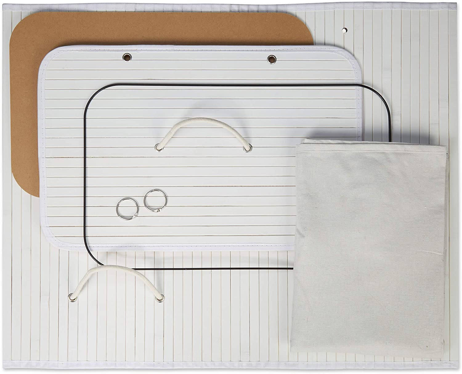 Cesto portabiancheria cesto 2 scomparti con sacco 95 litri bambù bianco 13_0001904_2