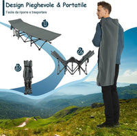 Brandina da Campeggio Pieghevole, Letto Portatile con Poggiatesta Inclinato, Tasca Laterale e Borsa di Trasporto, Branda Campeggio per Backpacking, Ospiti e Pesca, Portata 272 kg