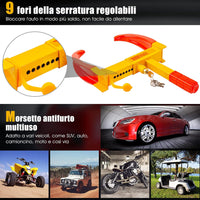 Blocco Ruota Auto Antifurto Bloccaggio per Pneumatico Ruote con 3 Chiavi