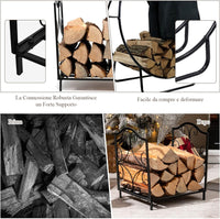 Porta Legna per Interni ed Esterni, Porta Legna per Camino in Acciaio Resistente, Portalegna da Ardere per Stufe e Braciere (37 x 32 x 39,5 cm, Portata 60 kg)