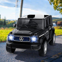 Benz Auto Cavalcabile per Bambini, Veicolo Elettrico 4WD con Telecomando Luci Musica e Clacson, Sospensione a Molla, 3-5 KM/H, per 37-96 Mesi (Nero)