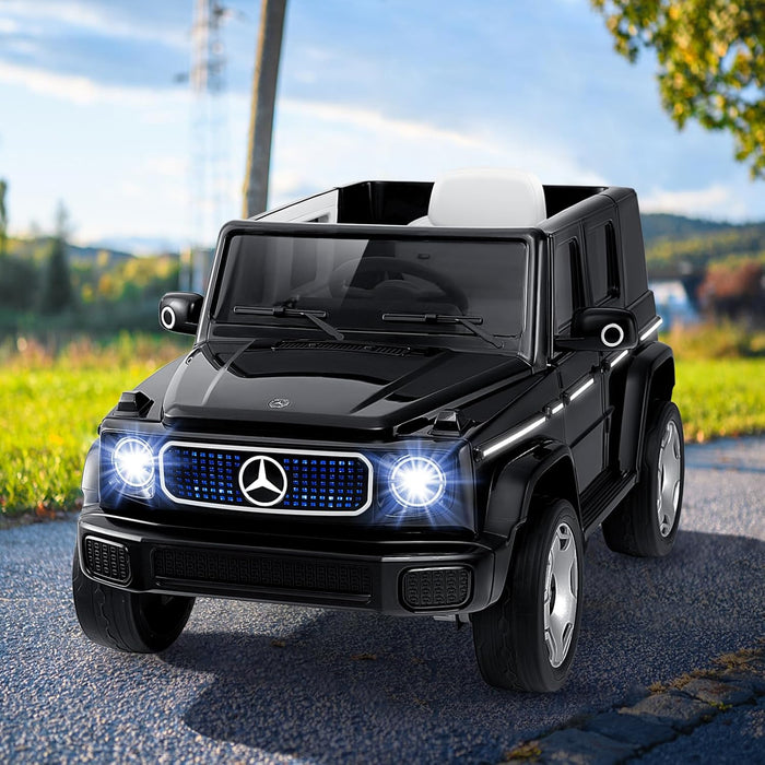 Benz Auto Cavalcabile per Bambini, Veicolo Elettrico 4WD con Telecomando Luci Musica e Clacson, Sospensione a Molla, 3-5 KM/H, per 37-96 Mesi (Nero)