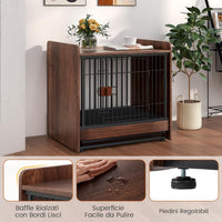 Gabbia per Cani, Cuccia per Cani da Interno con Vassoio Rimovibile e Porta Bloccabile, Casetta per Cani di Taglia Piccola e Media, 62 x 49,5 x 61 cm, Marrone