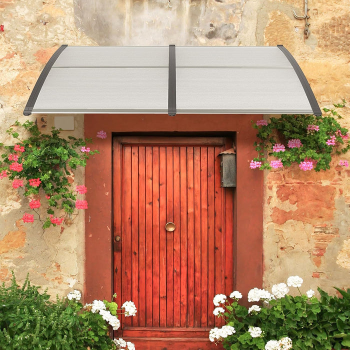 Tettoia per Porta Finestra, Pensilina Tettoia per Porta in Policarbonato, per Protezione da Sole, Pioggia, Neve, per Balcone, Finestre e Porte (Trasparente, 199 x 99 x 28 cm)