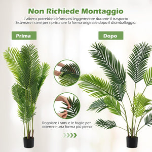 Set di 2 Piante Artificiali di Palma 90 CM/140 CM, Pianta Finta in Vaso da Interno ed Esterno, Decorazione Moderna per Soggiorno, Veranda, Ufficio e Negozio (140 cm)