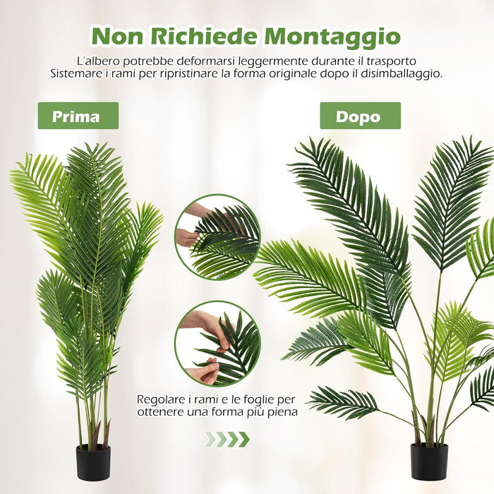 Set di 2 Piante Artificiali di Palma 90 CM/140 CM, Pianta Finta in Vaso da Interno ed Esterno, Decorazione Moderna per Soggiorno, Veranda, Ufficio e Negozio (140 cm)