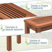 Panchina da Giardino 100 x 30,5 x 47cm, Set di Panca in Legno Massello da Esterno con Sedile a Doghe e Robusto Telaio, Arredo per Balcone e Ingresso, Naturale (1)