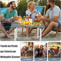Tavolo da Campeggio Pieghevole per Esterni, Tavolo Picnic in Legno con Borsa Portatile, Tavolo da Campeggio Multifunzione per Spiaggia, Picnic, Pesca, Barbecue, 69 x 69 x 42 cm (Grigio)